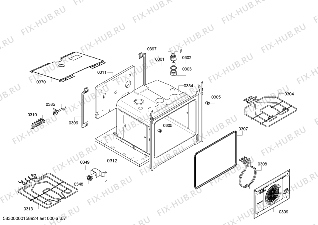 Взрыв-схема плиты (духовки) Bosch HCE778321U - Схема узла 03