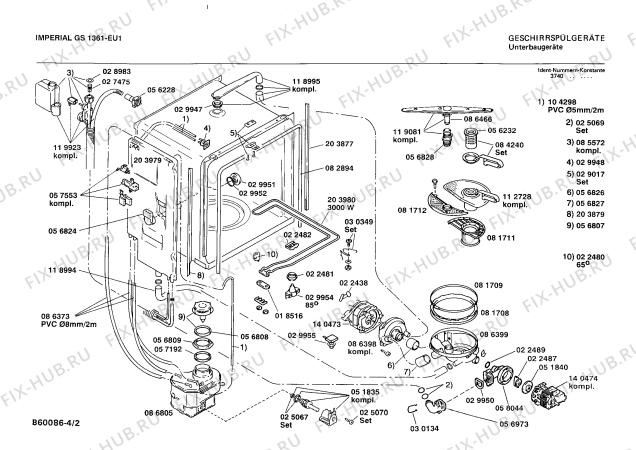 Схема №4 GS1361 с изображением Панель для посудомойки Bosch 00272197