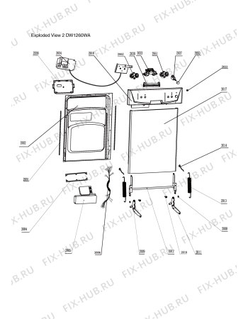 Схема №3 DW1260WA с изображением Ручка для посудомоечной машины Whirlpool 482000016632