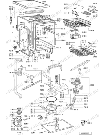 Взрыв-схема посудомоечной машины Whirlpool ADP 4617 WH - Схема узла