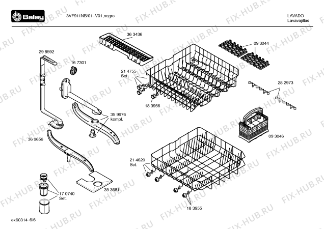 Взрыв-схема посудомоечной машины Balay 3VF911NB VF911 - Схема узла 06