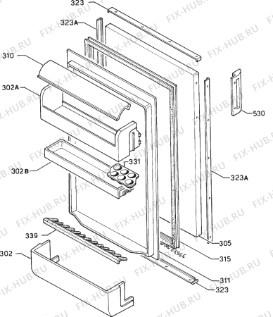 Взрыв-схема холодильника Rex RFT18F - Схема узла Door 003