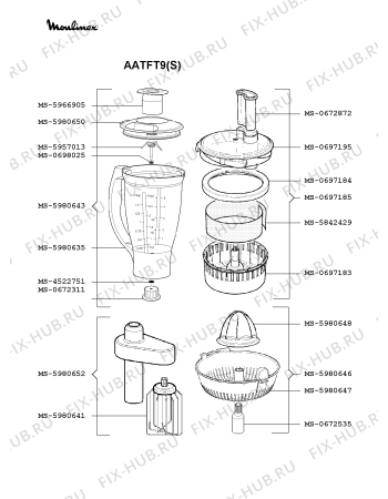 Взрыв-схема кухонного комбайна Moulinex AATFT9(S) - Схема узла YP002411.8P4