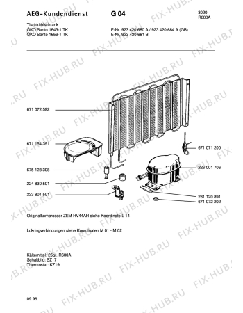 Взрыв-схема холодильника Aeg S1643-1TK - Схема узла Refrigerator cooling system