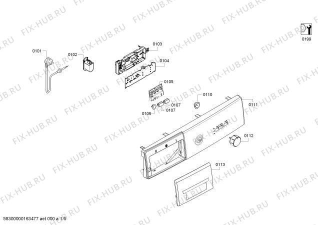 Схема №5 WM08B060GR iQ100 с изображением Крышка кнопки для стиралки Siemens 00626115