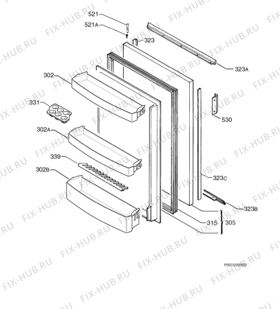 Взрыв-схема холодильника Privileg 628788_40213 - Схема узла Door 003
