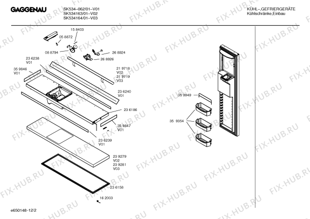 Схема №12 SK534163 с изображением Крышка для холодильника Bosch 00269172