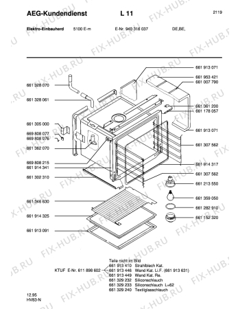 Взрыв-схема плиты (духовки) Aeg 5100E-M - Схема узла Section1