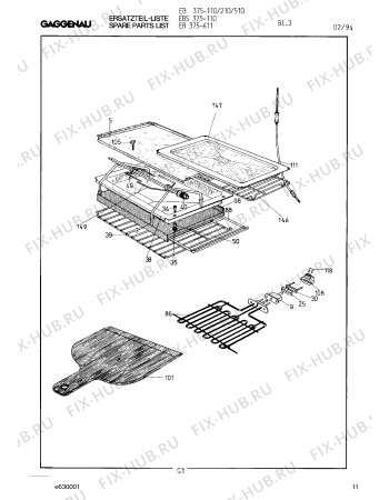 Взрыв-схема плиты (духовки) Gaggenau EBS375110 - Схема узла 11