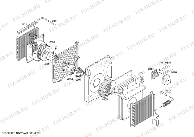 Взрыв-схема кондиционера Bosch PAM0540 - Схема узла 03