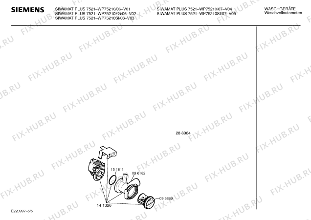 Схема №5 WP75210 SIWAMAT PLUS 7521 с изображением Инструкция по эксплуатации для стиралки Siemens 00516614