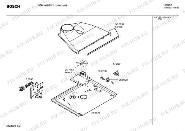 Схема №6 HEN102DSK с изображением Инструкция по эксплуатации для духового шкафа Bosch 00527174