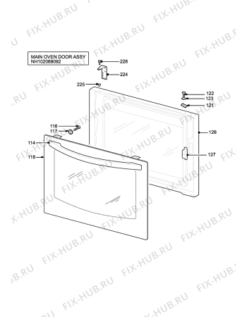 Взрыв-схема плиты (духовки) Electrolux SG429XL - Схема узла H10 Main Oven Door (large)
