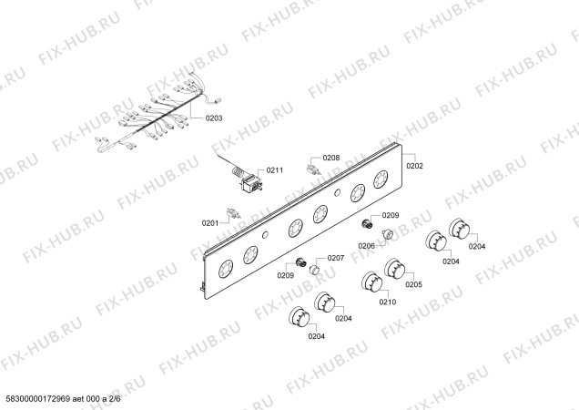 Взрыв-схема плиты (духовки) Bosch HGG323163R - Схема узла 02