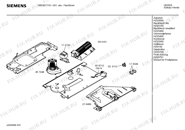 Схема №6 HB53077 с изображением Инструкция по эксплуатации для плиты (духовки) Siemens 00528114