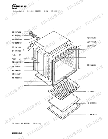 Взрыв-схема плиты (духовки) Neff 195303441 1344.81NOCSM - Схема узла 03