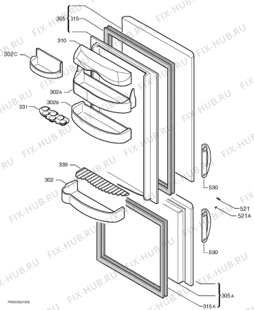 Взрыв-схема холодильника Marijnen CM2550DB - Схема узла Door 003