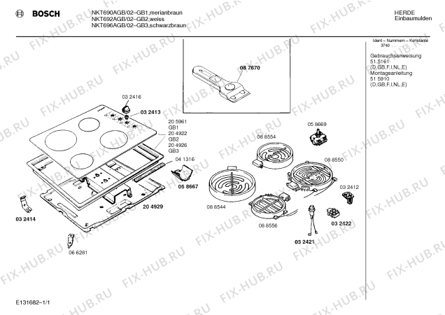 Схема №1 NKT692A с изображением Стеклокерамика для электропечи Bosch 00204922