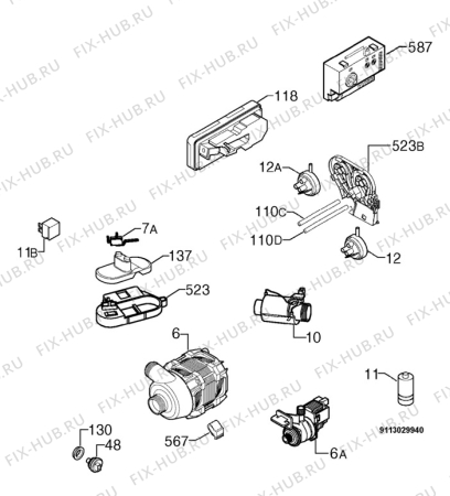 Взрыв-схема посудомоечной машины Juno Electrolux JSI34012X - Схема узла Electrical equipment 268