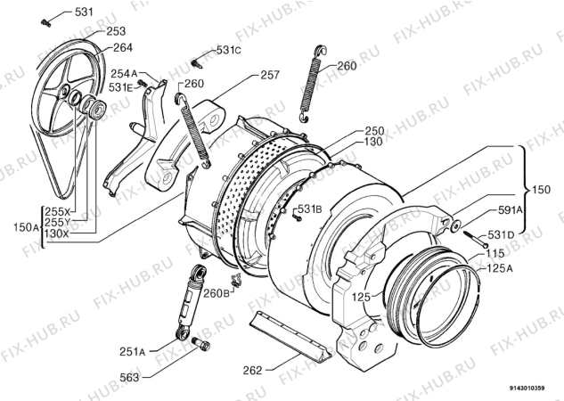 Взрыв-схема стиральной машины Privileg 407398_20319 - Схема узла Functional parts 267