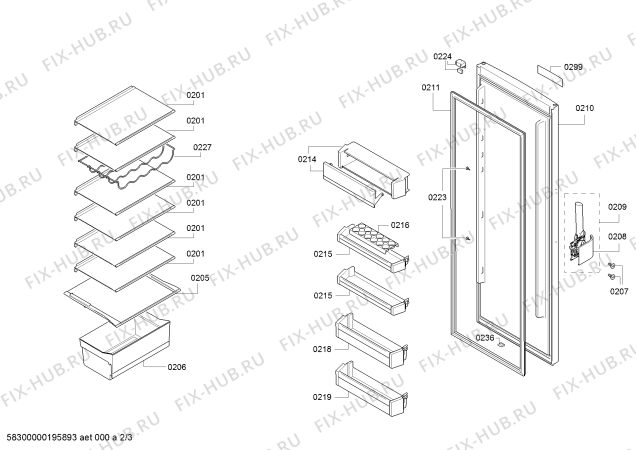 Схема №3 3FC1552L с изображением Дверь для холодильника Bosch 00715881