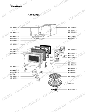 Взрыв-схема микроволновой печи Moulinex AY542H(0) - Схема узла MP002079.4P2