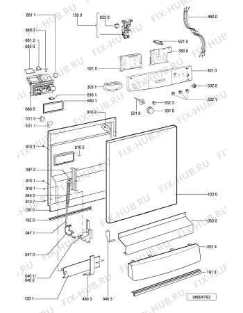 Схема №2 ADP 6736 WH с изображением Панель для электропосудомоечной машины Whirlpool 481245373362