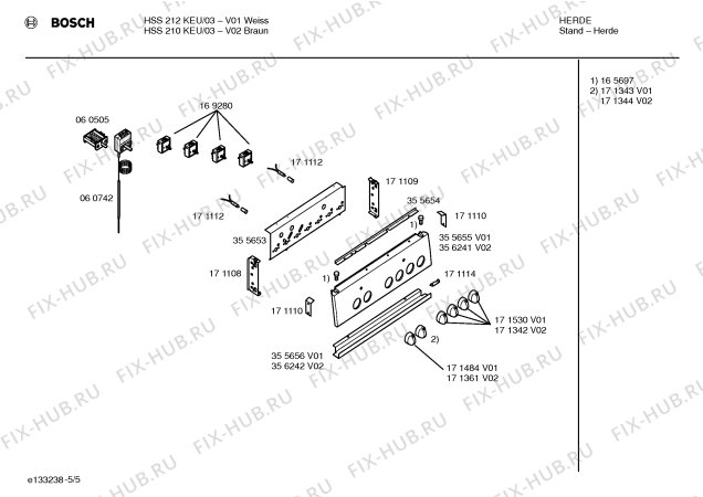 Схема №3 HSS212KEU с изображением Инструкция по эксплуатации для электропечи Bosch 00524033