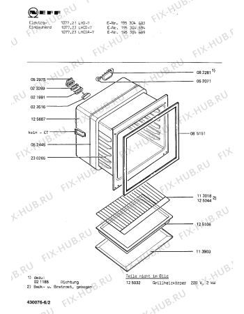 Взрыв-схема плиты (духовки) Neff 195304689 1077.23LHCDA-7 - Схема узла 02