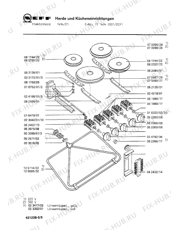 Взрыв-схема плиты (духовки) Neff 1114942031 1494/21 - Схема узла 05