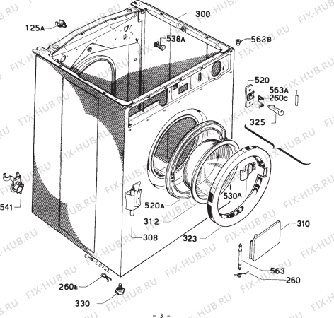 Взрыв-схема стиральной машины Rex RX550FG - Схема узла Cabinet + armatures
