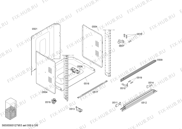Схема №5 BX280130 с изображением Панель для плиты (духовки) Bosch 00611019