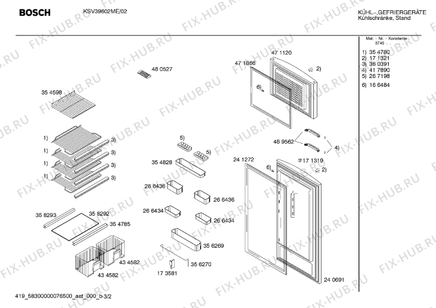 Взрыв-схема холодильника Bosch KSV39602ME - Схема узла 02