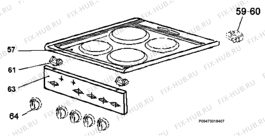 Взрыв-схема плиты (духовки) Zanussi ZCE567NW - Схема узла Section 4