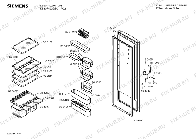 Взрыв-схема холодильника Siemens KS30R422 - Схема узла 02