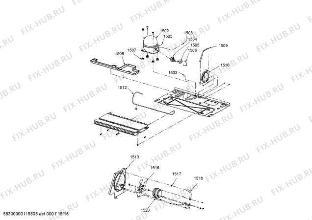 Схема №15 RS495310 с изображением Планка для холодильной камеры Bosch 00499719