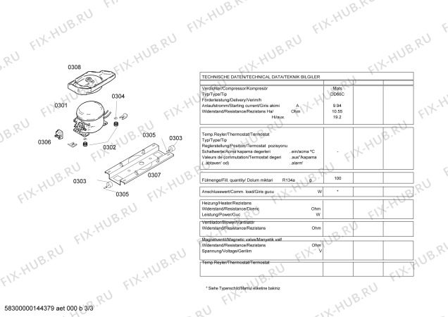 Взрыв-схема холодильника Bosch KSG32V22NE - Схема узла 03