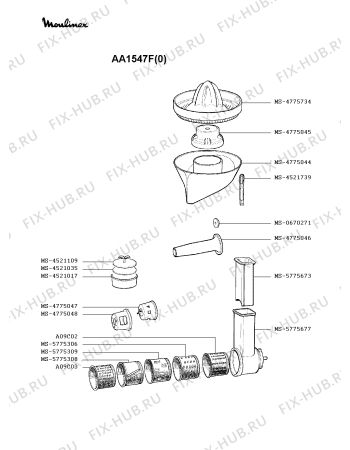 Взрыв-схема мясорубки Moulinex AA1547F(0) - Схема узла QP001043.0P2