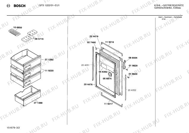 Взрыв-схема холодильника Bosch GFS1222 - Схема узла 02