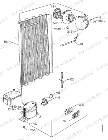 Взрыв-схема холодильника Rex FB400R - Схема узла Cooling system 017