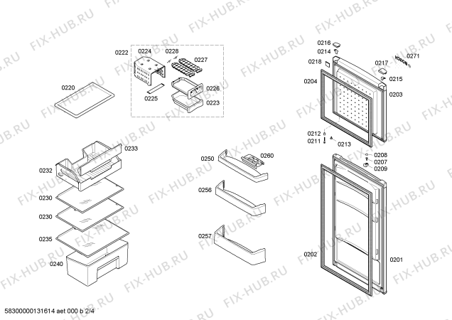 Взрыв-схема холодильника Bosch KDN30V03NE - Схема узла 02