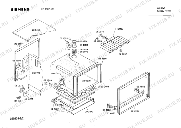 Взрыв-схема плиты (духовки) Siemens HE1002 - Схема узла 02