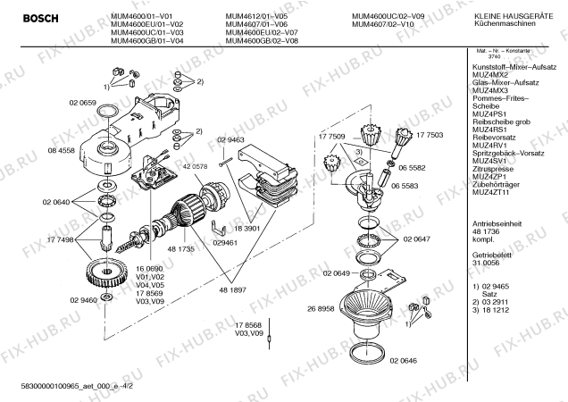 Схема №4 MUM4420UC Compact 400W Kitchen Center с изображением Инструкция по эксплуатации для кухонного измельчителя Bosch 00583549