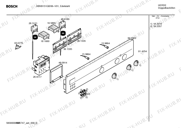 Схема №6 HBN9151GB с изображением Панель управления для плиты (духовки) Bosch 00365963