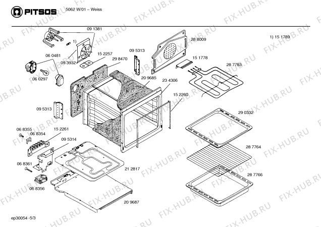 Взрыв-схема плиты (духовки) Pitsos 5062W - Схема узла 03