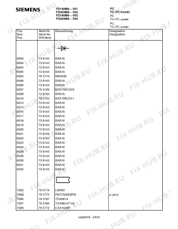 Схема №23 FD204M6 с изображением Инструкция по эксплуатации для телевизора Siemens 00531236
