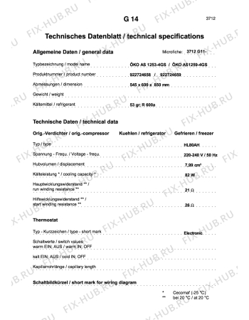 Взрыв-схема холодильника Aeg ARC1253-4GS - Схема узла Technical features