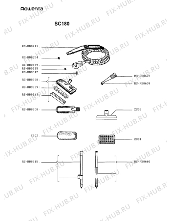 Взрыв-схема пылесоса Rowenta SC180 - Схема узла SC180NO_.__2