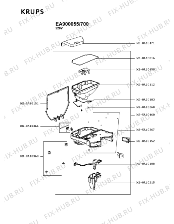 Схема №6 EA900055/700 с изображением Часть корпуса для кофеварки (кофемашины) Krups MS-0A10471