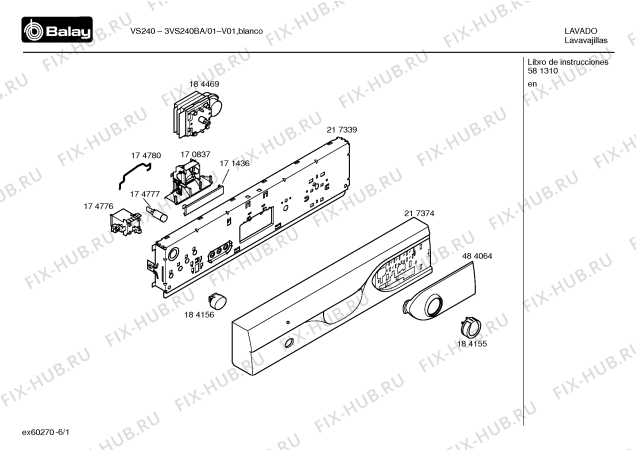 Схема №6 3VS240BA VS240 с изображением Инструкция по эксплуатации для посудомойки Bosch 00581310